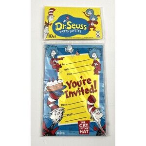 DR. SEUSS Party Invites The Cat in the Hat 10ct. New in Package 2012 Blue ~CUTE~